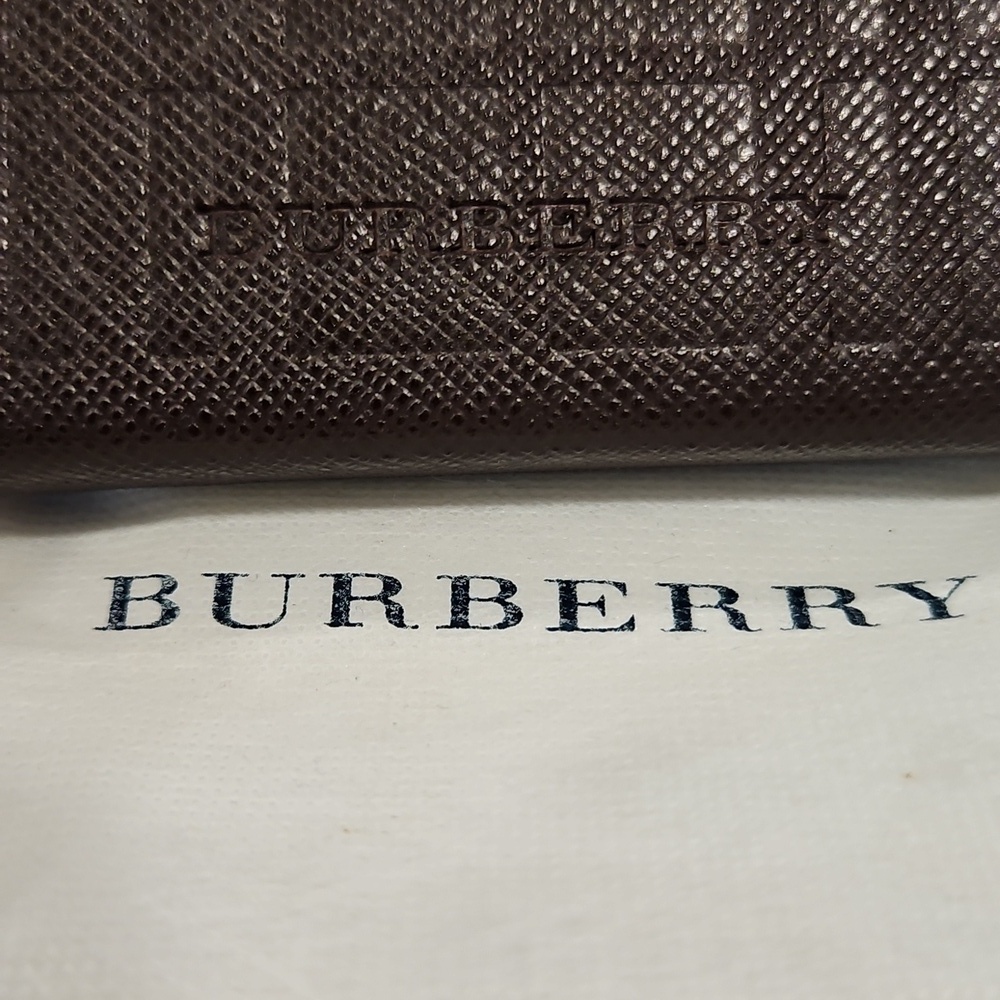 NIB Burberry Textured Brown Coin Purse Wallet Silver Kisslock Clasp | MINT - Picture 7 of 11